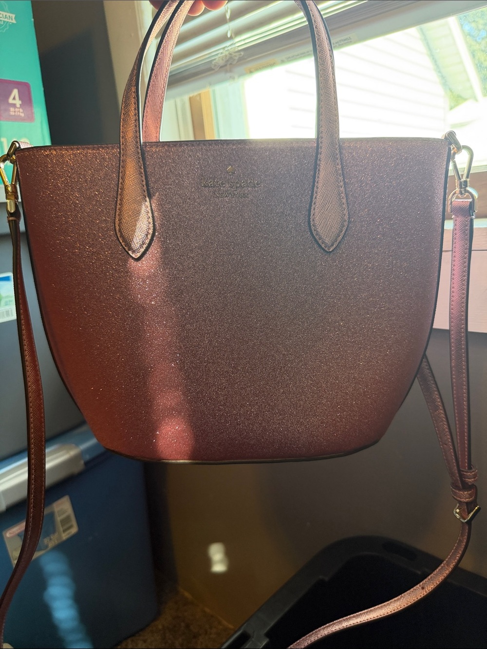 kate spade metallic rose tote with detachable strap